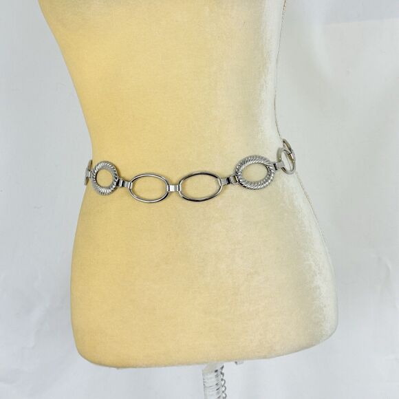 Womens Silver-Tone Oval Link Belt – Adjustable Chain Belt for Dresses & Jeans - Picture 13 of 16